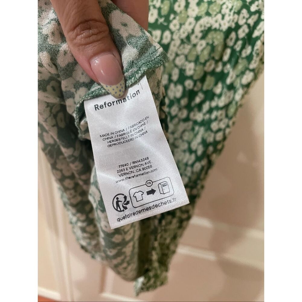 Reformation Calix Green Floral (Mento print) Mini Dress Women's Medium Spring - Picture 5 of 5